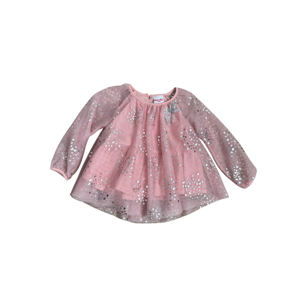 Nannette Kids Girls Pink Silver Sparkle Long Sleeve Tunic Top‎ Toddler 3T